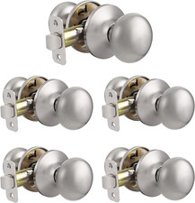Classic Passage Door Knobs Brushed Nickel Interior Door Handles for Hallway and