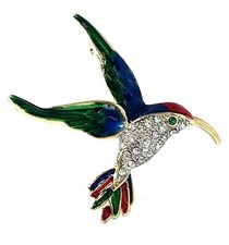 Trasparente Luccicante Cristalli Adorabile Colibrì Spilla