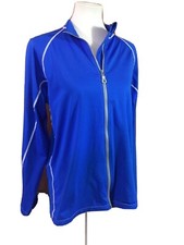 Duck Skins Women’s Full Zip Cobalt Blue White Stitch Uv + H2o Armor Euc Must Hav