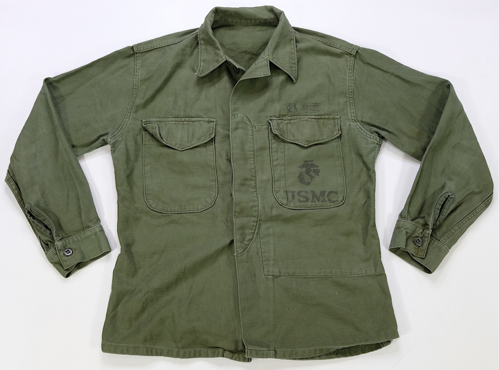 USMC United States Marine Corps Military Print T-Shirt Men's Size L Vintage unclear gray type Vintage Second Hand