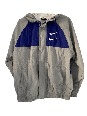Nike Swoosh Chaqueta Cazadora Gris Azul Doble explicar Talla S Raro Mejor  Precio! | eBay