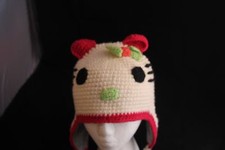 Hello Kitty Knit Hat Cap Fleece Lined Bow Cat