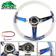 Crystal Steering Wheel 6-Holes 350mm Bubble Burnt Blue Spoke Deep Dish Racing