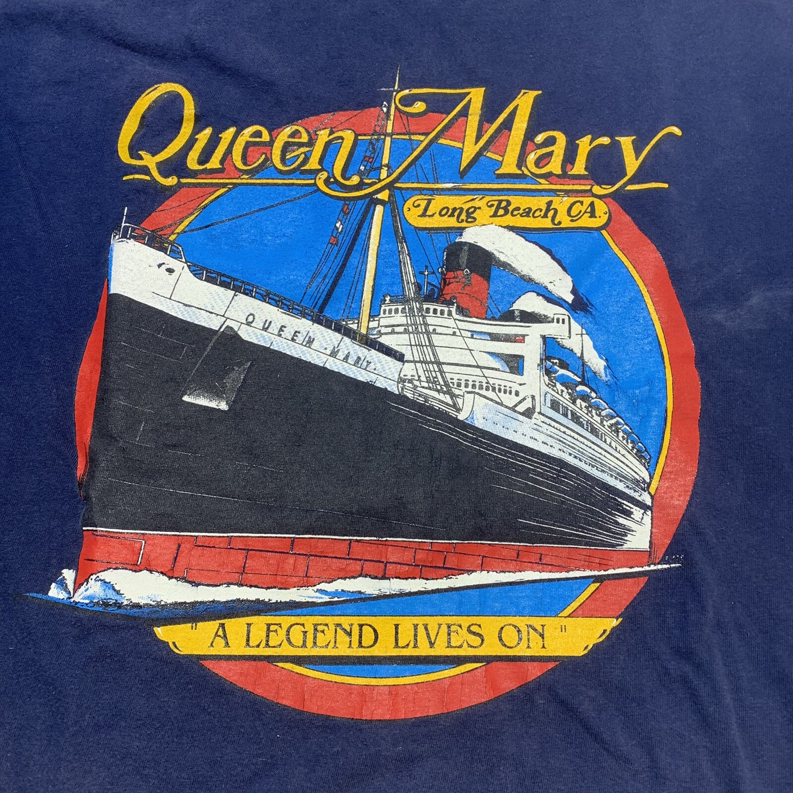 Vintage The Queen Mary Ship Long Beach California T S… Gem