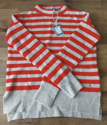 Joules Damen Joley Alpaka Mischung superweicher flauschiger Pullover - rote & Haferstreifen - 18
