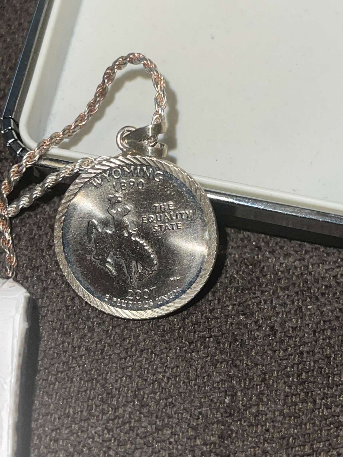 COINS OF AMERICA 2007 QUARTER on a 20" Italian .925 Silver Rope Chain