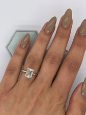 3 Ct F VS1 Emerald Cut Solitaire Lab Grown Diamond Ring IGI Certified Platinum
