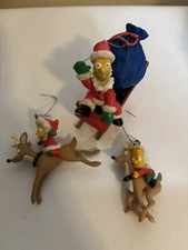 THE SIMPSONS Christmas Ornaments 3 Piece 2004 CARLTON FOX Homer Bart Lisa