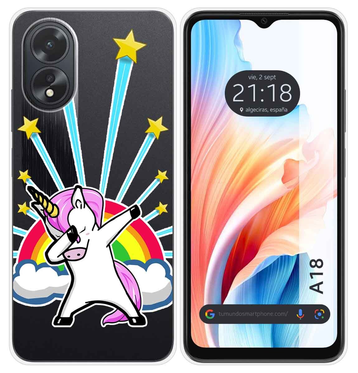 Cover Silicone Trasparente per Oppo A18 Disegno Unicorno Disegni