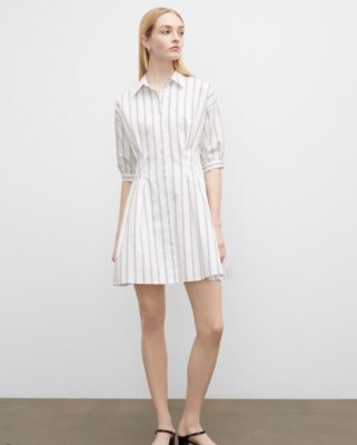 club monaco white shirt dress Stripe Sculptural Sleeve Shirtdress in Multi at Nordstrom, Size 6 Pearl/Crystal Colour:White/Clear Nipped waist with pleats Doncaster authentic Magda Butrym 2024 Senella