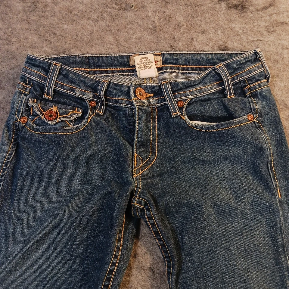 Denim of Virtue Mujer Talla 28 Bootcut Envejecido Solapa Bolsillos Punto Grueso Foto 4 de 4