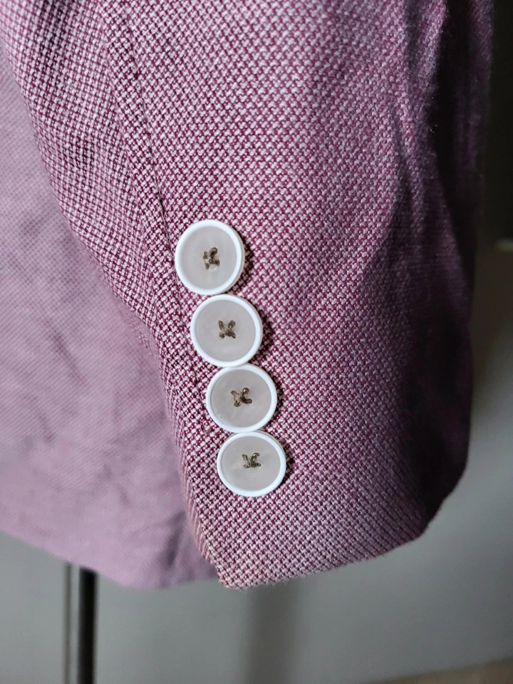 48R Marc Martin лосося розовый красный 4-сезон хлопок шерсти проверить куртка Blazer Tweedy - Изображение 2 из 4