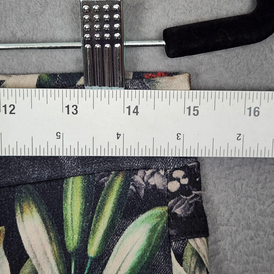 Pantalones para mujer JOSEPH RIBKOFF 8 negros blancos estampado floral ajustados elásticos dobladillo con cremallera Foto 3 de 4