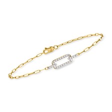 0.20 ct. t.w. Diamond Paper Clip Link Bracelet in 14kt Yellow Gold. 7.5 inches