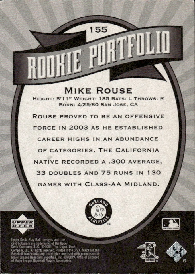 2004 Upper Deck Play Ball #155 Mike Rouse #/2004 - Image 2 of 2