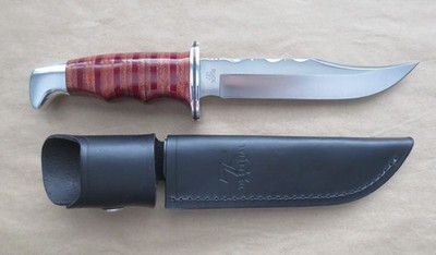 Custom Buck 119 Knife w/Sheath Leather Stacked Handle