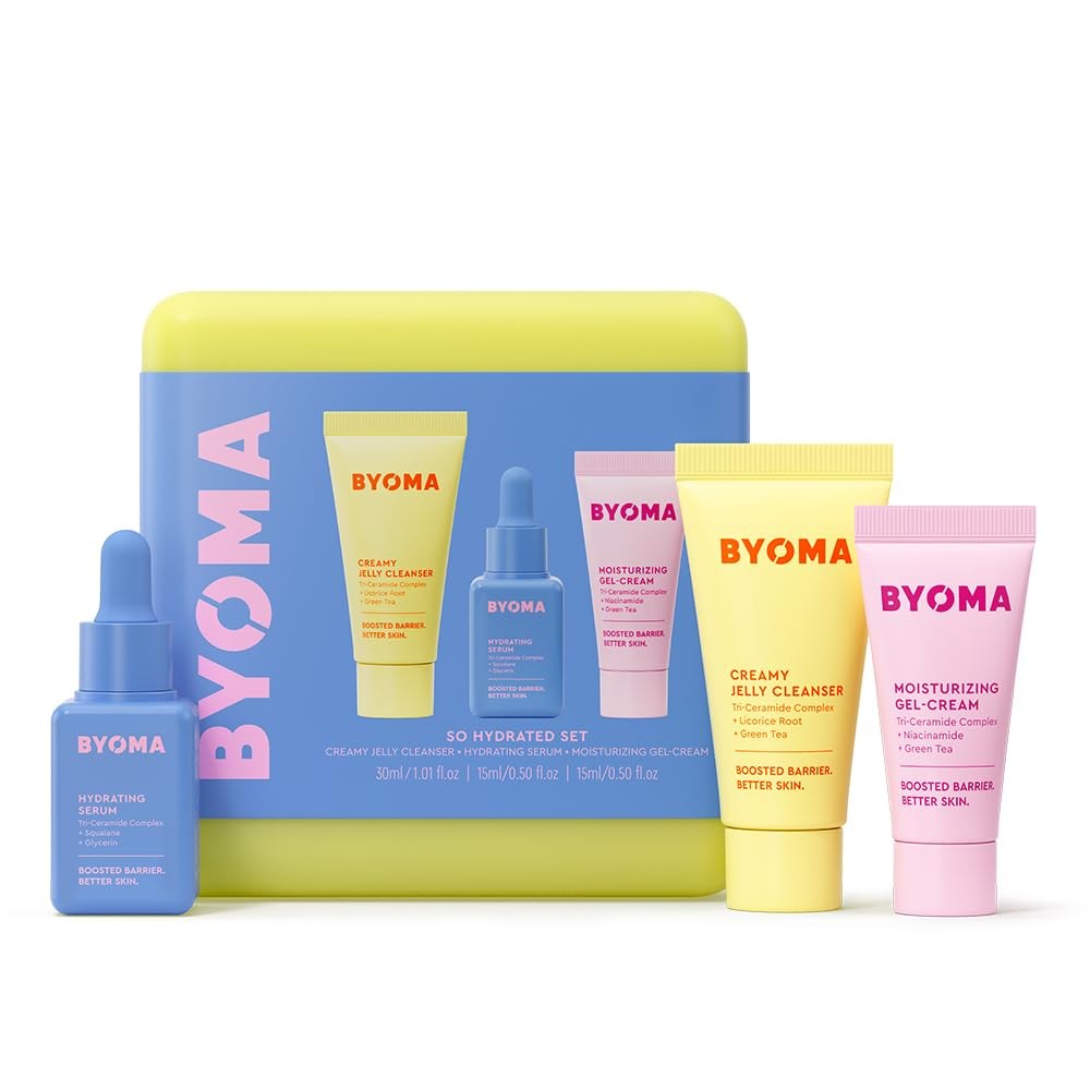BYOMA So Hydrated Travel Size Gift Set - Skincare Minis (30ml, 15ml, 15ml) | Barrier Repair Kit Creamy Jelly Cleanser, Hydrating Face Serum & Ceramide Face Moisturiser for Dry Skin, Holiday Essentials - Image 3
