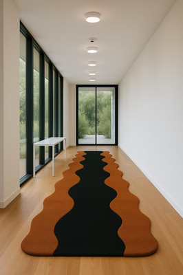 Hand-Tufted Runner Rug, Wavy Organic Design, Modern Home Decor