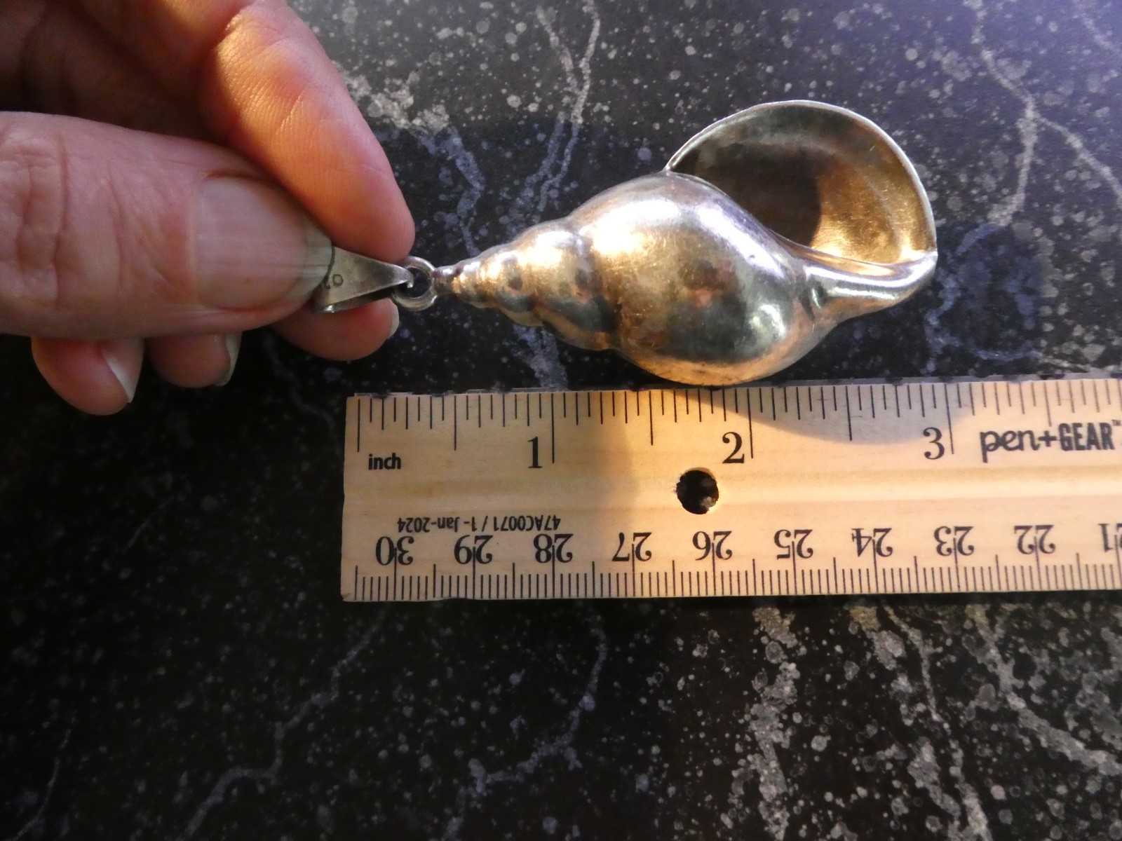 LARGE Vintage Solid Sterling .925 Shell Conch Pen… - image 2