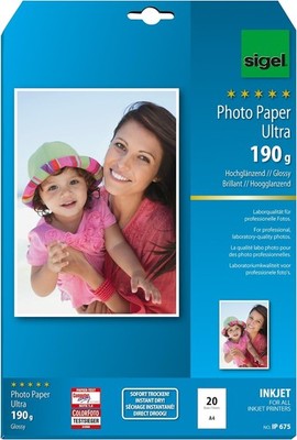 sigel Ultra Foto Papier DIN A4 hochglänzend 190 g/qm superweiß 20 Blatt