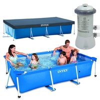 Intex Family Swimming Pool Frame 300X200X75Cm + Poolpumpe 2271L/H + Abdeckplane