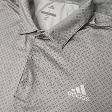 Adidas Golf Ultimate Polo Shirt Mens Large Gray Geometric AOP Performance Preppy