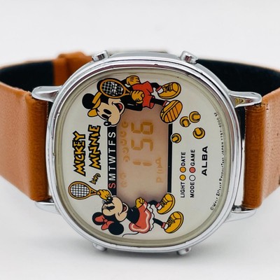 Seiko ALBA Mickey & Minnie Digital Watch 1982 Vintage Light 