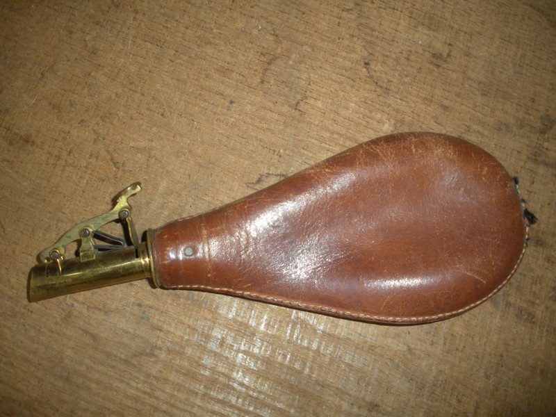 Vintage Leather Hunting Shot / Powder Flask