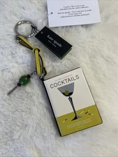 NWT Kate Spade Charmed Leather Cocktail Book Bag Charm Key Fob