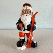 Denver Broncos Skiing Santa Figurine Forever Collectibles 10" Tall Resin Garden