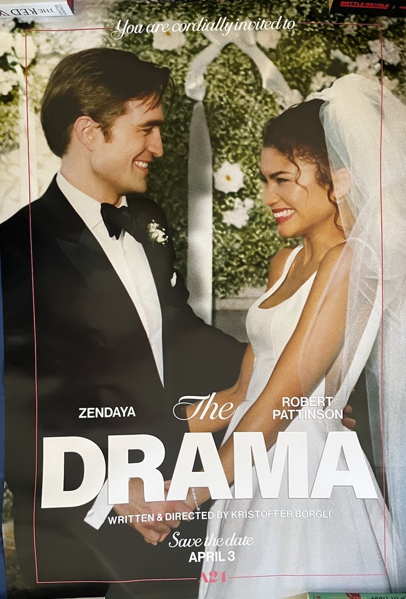 絵画 drama The Drama” (Pattinson, Zendaya) A24 Films Official Movie Poster DS