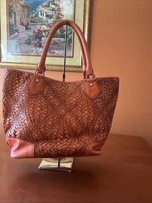 バッグ COLE HAAN leather one shoulder bag y2k COLE HAAN GENEVIEVE Large Woven Leather Shoulder Bag Purse Tote