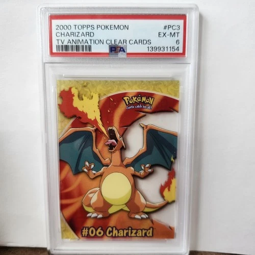 2000 TOPPS POKEMON TV ANIMATION CLEAR CARDS #PC3 CHARIZARD PSA 6