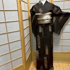 7165# Kimono Japonais Vintage Femme Tissu Soie Pongee Robe Kimono Vendu uniqu...