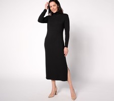 Women with Control Regular Finespun Jersey Tummy Control Midi Dress Black 1X New