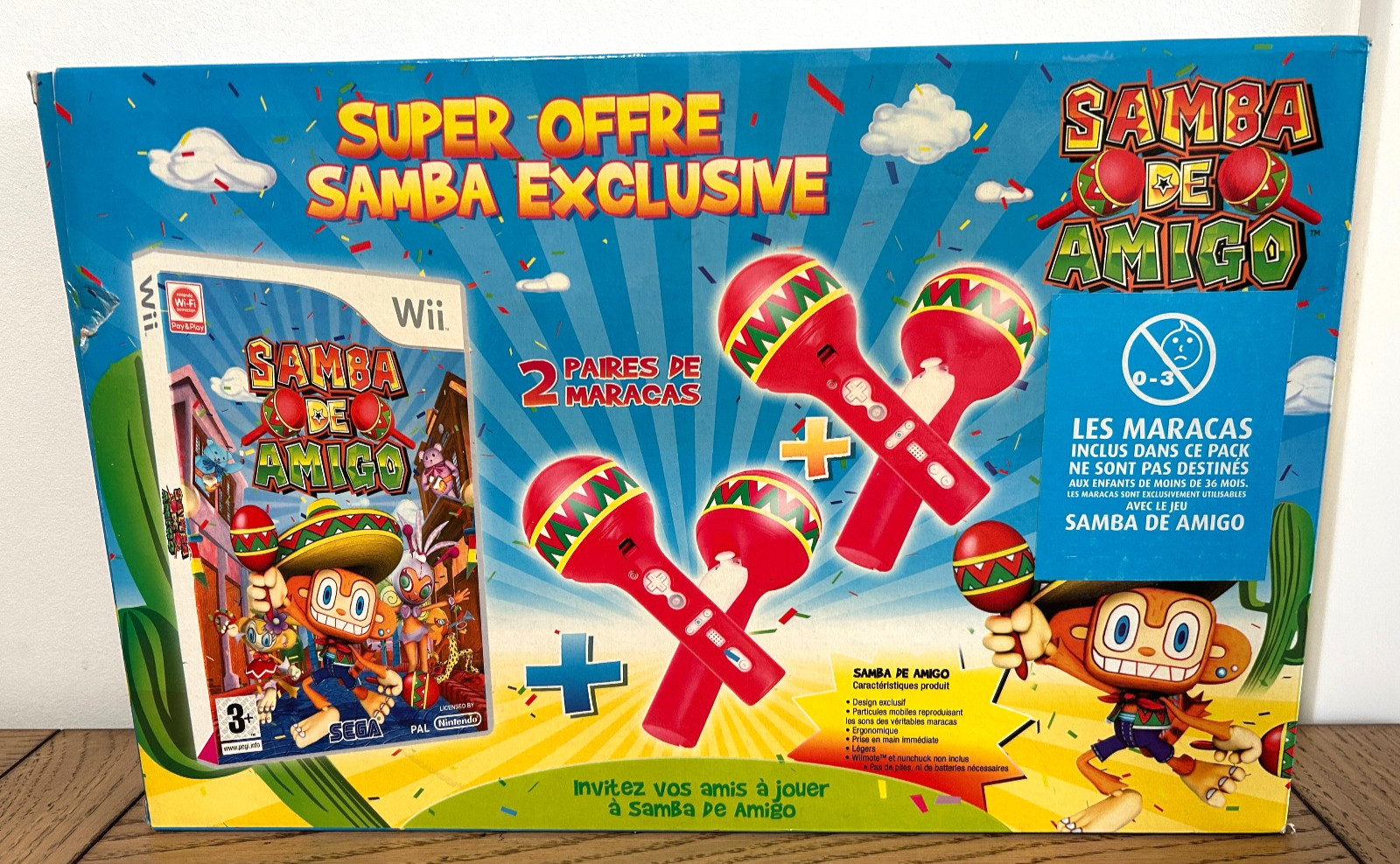 SAMBA DE AMIGO coffret - jeu + set de 4 maracas - Nintendo Wii - PAL - Complet
