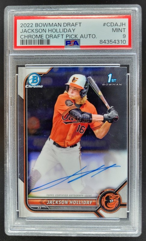 2022 Bowman Draft Jackson Holliday Chrome Pick Auto 1st PSA 9 Orioles BM8
