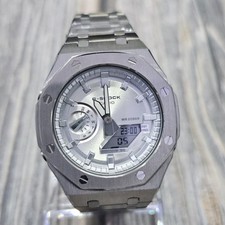 Casio G-Shock GA-2100 Silver Dial - Custom Silver Stainless Steel Mod