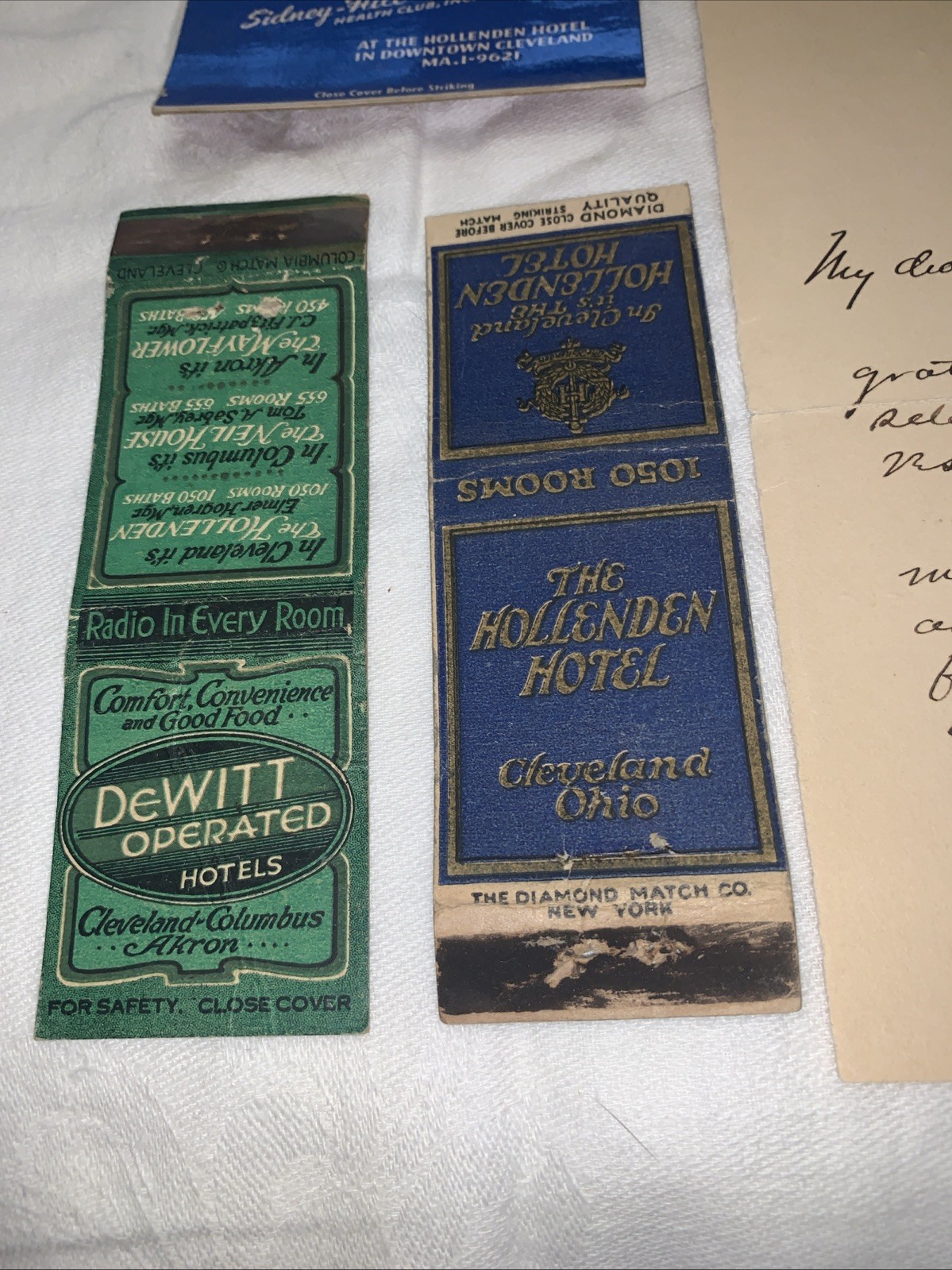 Lot Of  Vintage Hollanden Hotel Cleveland, Ohio  Memorabilia, Stanley, Matchbook