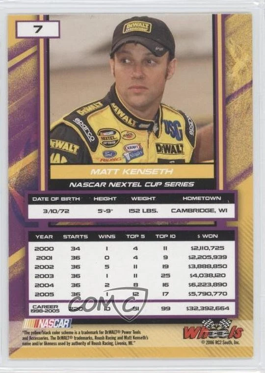 2006 Wheels High Gear Matt Kenseth #7 HOF - Image 2 of 2