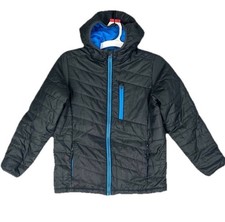 Lands' End Kids' ThermoPlume Packable Hooded Jacket Sz 10-12 Med Gray Gorpcore