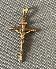 14 ct Yellow Gold INRI Crucifix Cross Pendant Charm, Religious Jewellery