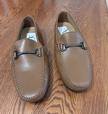 Bruno Magli Men's Brown Leather Slip-On Dress Loafer Logo Accent US 10.5