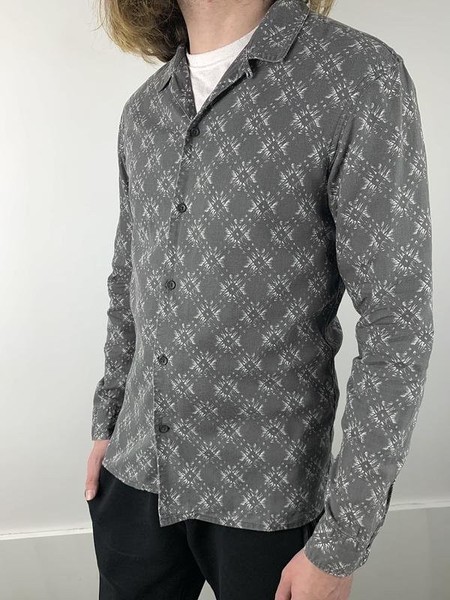 Men AllSaints Shirt Grey Cotton S #4UI7