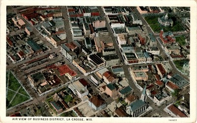 Business district, La Crosse, Wis, Spence McCord Drug Co, American Art Postcard