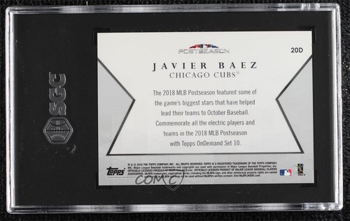2018 Topps On Demand MLB Postseason Gold 1/1 Javier Baez #20D SGC 9.5 Mint+ nf5 - Picture 2 of 3