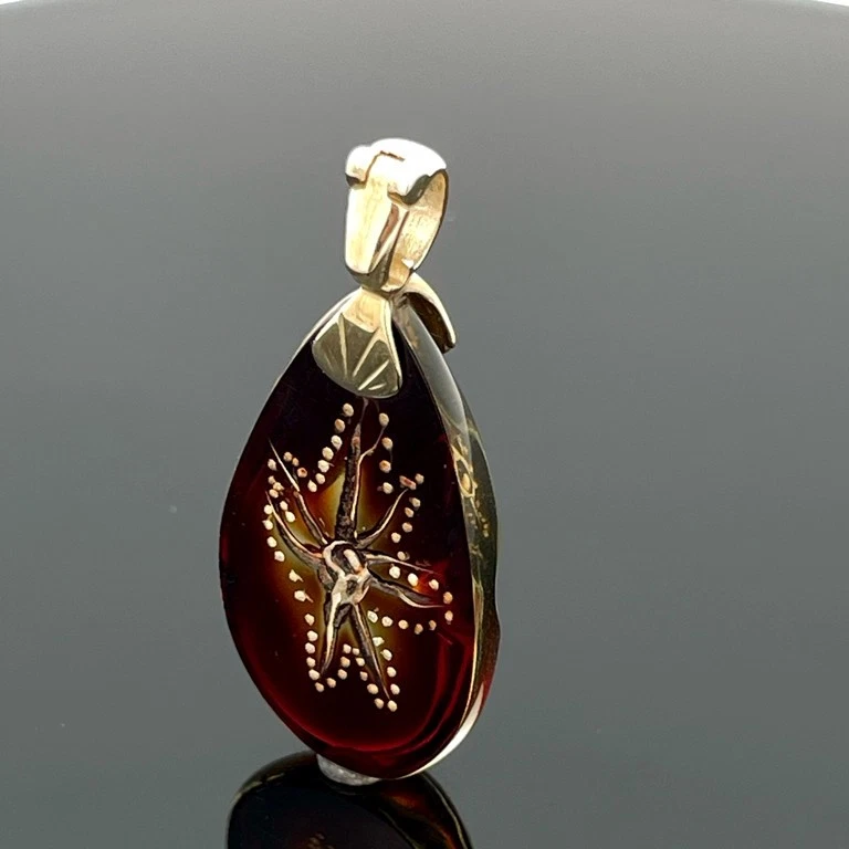 CLIP-ANHÄNGER 375/- GELBGOLD MIT BERNSTEIN SOGNI D'ORO SCHMUCKJAGD - Bild 4 von 4