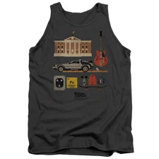 Back To The Future Items Mens Tank Top Shirt Charcoal Charcoal Officially Licens