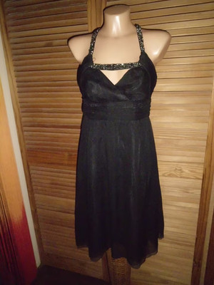 Kleid..Lipsy London..Gr.XS/S..Schwarz..Träger..Reißverschluß..Glitzer..Gefüttert