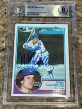 RYNE SANDBERG CHICAGO CUBS BASEBALL HOF 1983 TOPPS ROOKIE BAS AUTO SIGNED COA